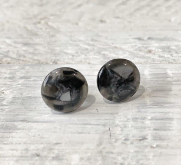 Cabochon Stud Earrings - Black Foil 6