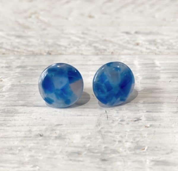 Cabochon Stud Earrings - Blue 4 1