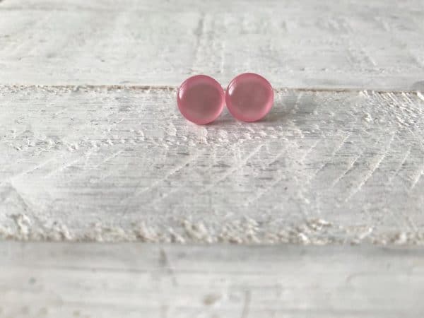 Cabochon Stud Earrings - Pink 9 1