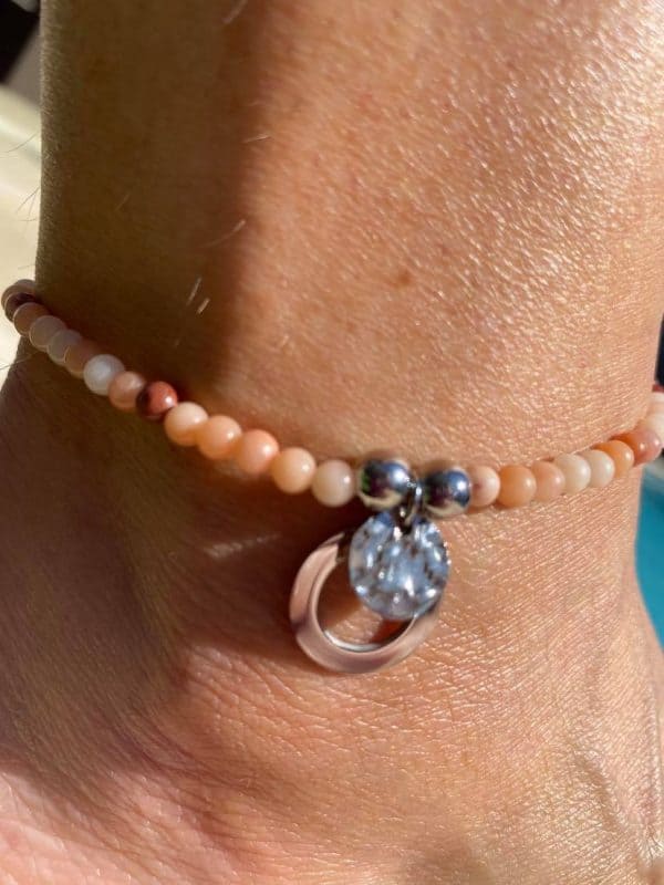 Natural Stone (Pink Aventurine) Bead Anklet 3