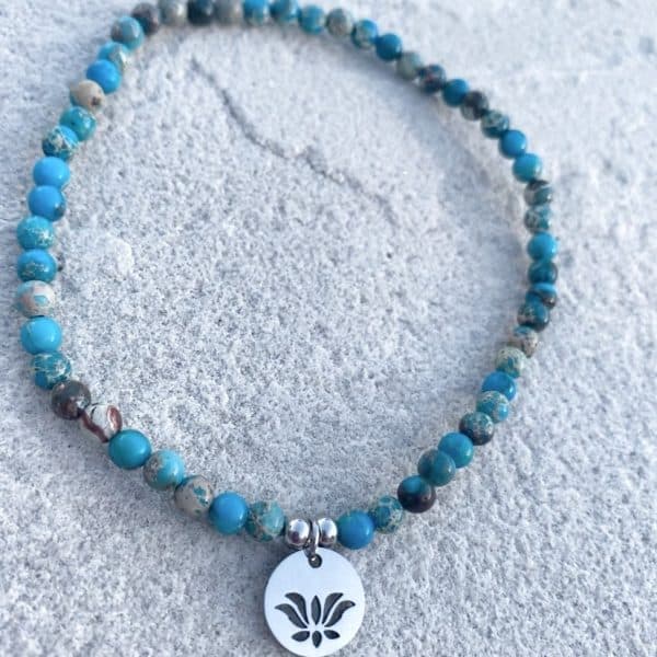 Natural Stone (Turquoise Imperial Jasper) Bead Anklet 1