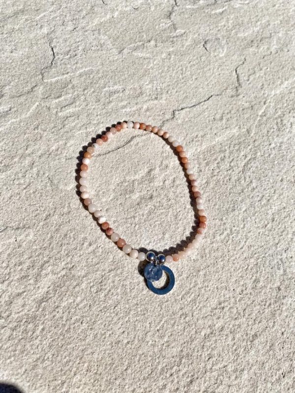 Natural Stone (Blue Stripe Agate) Bead Anklet 3
