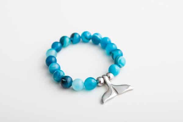Whale Tail Bracelet by DIBORA™ - Blue Stripe Agate 1