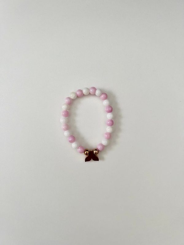 Children's Whale Tail Bracelet - Pink/White (Rose Gold) 1
