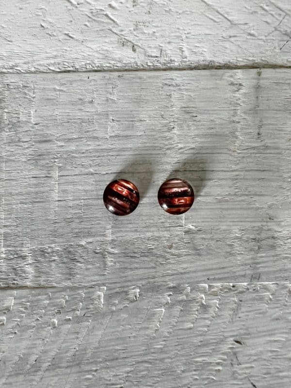Cabochon Stud Earrings - Brown 3 1