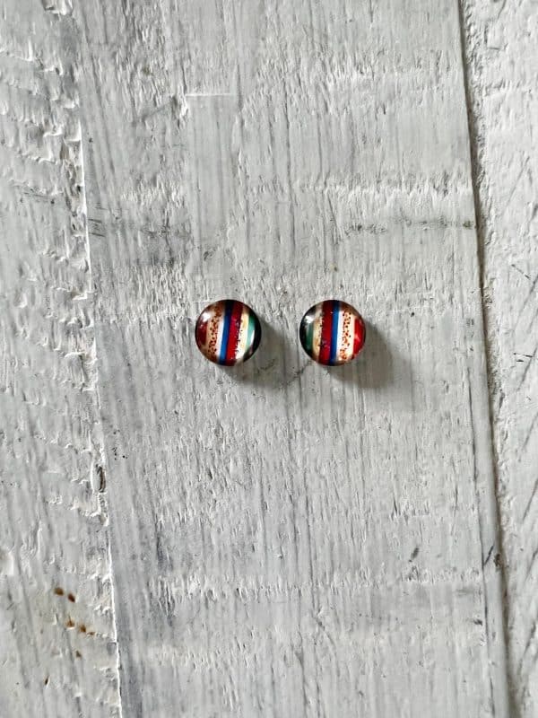 Cabochon Stud Earrings - Stripe 5 1