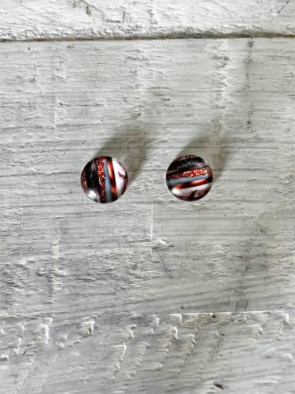 Cabochon Stud Earrings - Stripe 4 1