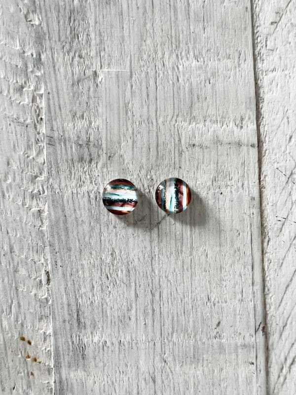 Cabochon Stud Earrings - Stripe 1 1