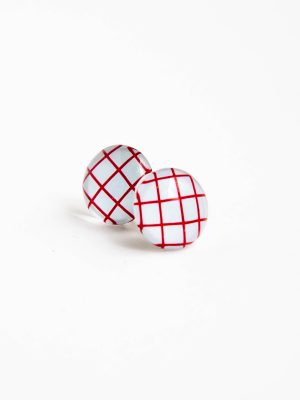 Cabochon Stud Red Check